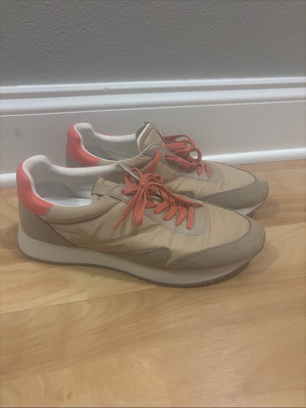 Matisse Beige Sneakers with Coral Accents